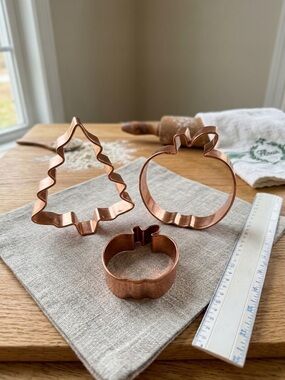 Vintage Copper Cookie Cutter Set (Tree, Apple, Pumpkin)